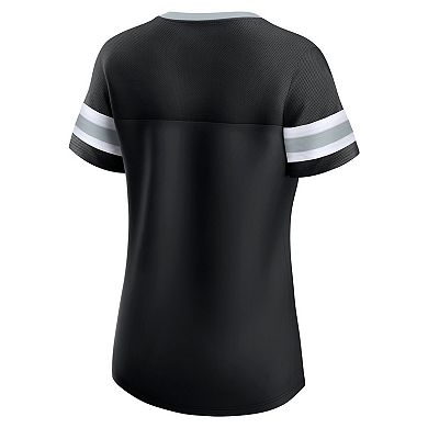 Women's Fanatics Branded Black Las Vegas Raiders Plus Size Original State Lace-Up T-Shirt