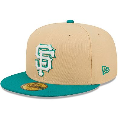 Men's New Era Natural/Teal San Francisco Giants Mango Forest 59FIFTY fitted hat