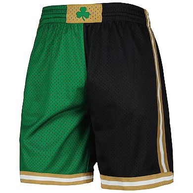 Men's Mitchell & Ness Kelly Green/Black Boston Celtics Hardwood Classics 2007 Split Swingman Shorts