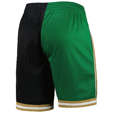 Men's Mitchell & Ness Kelly Green/Black Boston Celtics Hardwood Classics 2007 Split Swingman Shorts