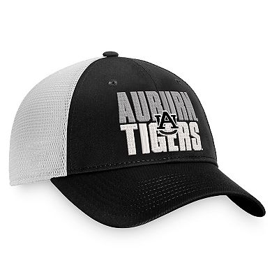 Men's Top of the World Black/White Auburn Tigers Stockpile Trucker Snapback Hat