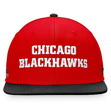 Men's Fanatics Branded Red/Black Chicago Blackhawks Iconic Color Blocked Snapback Hat