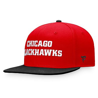 Men's Fanatics Branded Red/Black Chicago Blackhawks Iconic Color Blocked Snapback Hat
