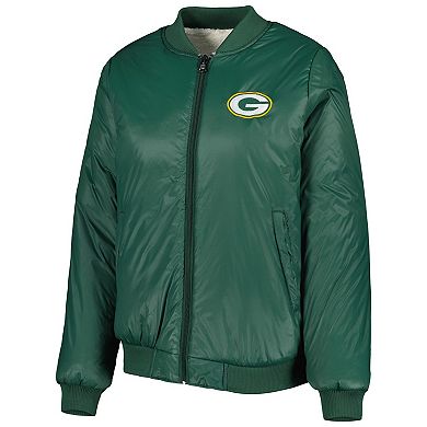 Women's G-III 4Her by Carl Banks Oatmeal/Green Green Bay Packers Switchback Reversible Full-Zip Jacket