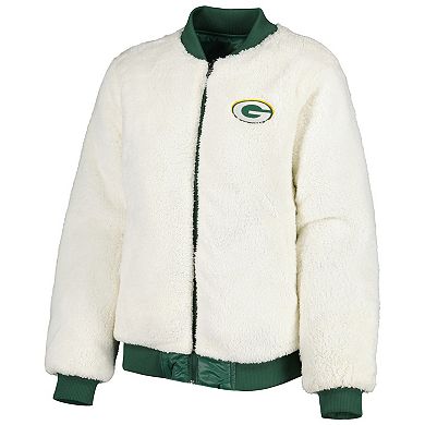 Women's G-III 4Her by Carl Banks Oatmeal/Green Green Bay Packers Switchback Reversible Full-Zip Jacket