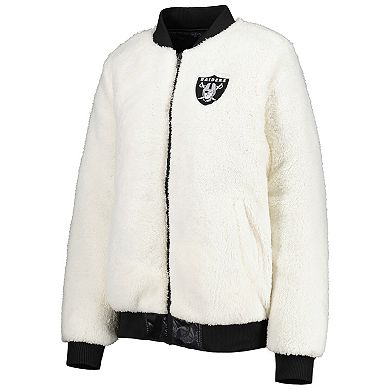 Women's G-III 4Her by Carl Banks Oatmeal/Black Las Vegas Raiders Switchback Reversible Full-Zip Jacket