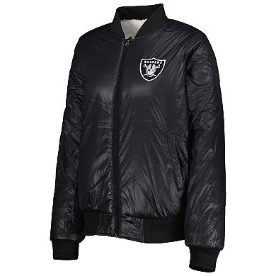 Women's G-III 4Her by Carl Banks Oatmeal/Black Las Vegas Raiders Switchback Reversible Full-Zip Jacket