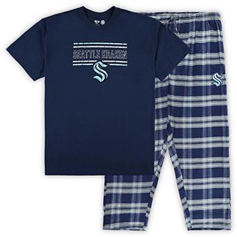 Men's Deep Sea Blue/Gray Seattle Kraken Big & Tall T-Shirt & Pajama Pants Sleep Set
