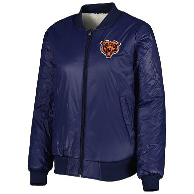 Women's G-III 4Her by Carl Banks Oatmeal/Navy Chicago Bears Switchback Reversible Full-Zip Jacket
