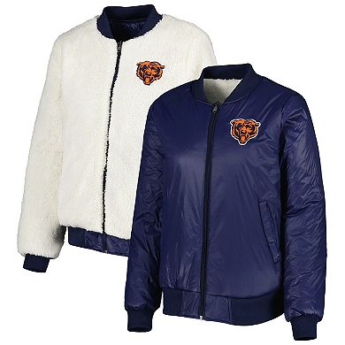 Women's G-III 4Her by Carl Banks Oatmeal/Navy Chicago Bears Switchback Reversible Full-Zip Jacket
