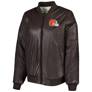 Women's G-III 4Her by Carl Banks Oatmeal/Brown Cleveland Browns Switchback Reversible Full-Zip Jacket