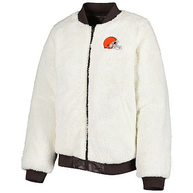 Women's G-III 4Her by Carl Banks Oatmeal/Brown Cleveland Browns Switchback Reversible Full-Zip Jacket