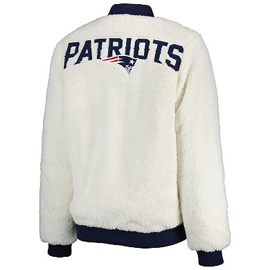 Women's G-III 4Her by Carl Banks Oatmeal/Navy New England Patriots Switchback Reversible Full-Zip Jacket