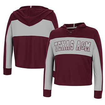 Girls Youth Colosseum Maroon Texas A&M Aggies Galooks Hoodie Lace-Up Long Sleeve T-Shirt
