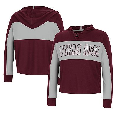 Girls Youth Colosseum Maroon Texas A&M Aggies Galooks Hoodie Lace-Up Long Sleeve T-Shirt