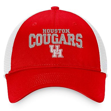 Men's Top of the World Red Houston Cougars Breakout Trucker Snapback Hat