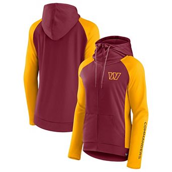 Women's Fanatics Branded Burgundy/Gold Washington Commanders End Around Raglan Full-Zip Hoodie