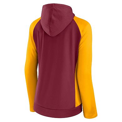 Women's Fanatics Branded Burgundy/Gold Washington Commanders End Around Lightweight Raglan Full-Zip Hoodie Jacket