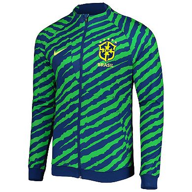 Men's Nike Blue/Green Brazil National Team Academy Pro Anthem Performance Raglan Full-Zip Jacket