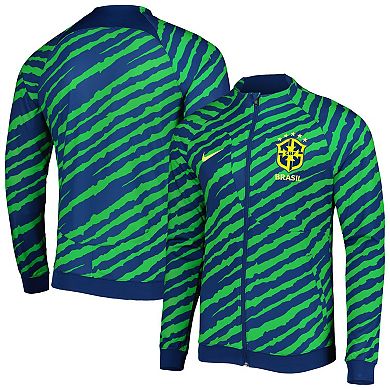 Men's Nike Blue/Green Brazil National Team Academy Pro Anthem Performance Raglan Full-Zip Jacket