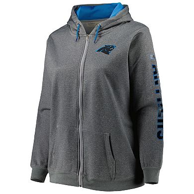Women's Heather Charcoal Carolina Panthers Plus Size Fleece Full-Zip Hoodie Jacket