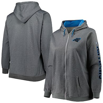 Women's Heather Charcoal Carolina Panthers Plus Size Fleece Full-Zip Hoodie Jacket