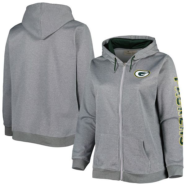 Women's Nike Heather Charcoal Green Bay Packers Gym Vintage Full-Zip Hoodie