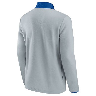 Men's Fanatics Branded Gray/Blue New York Rangers Omni Polar Fleece Quarter-Snap Jacket