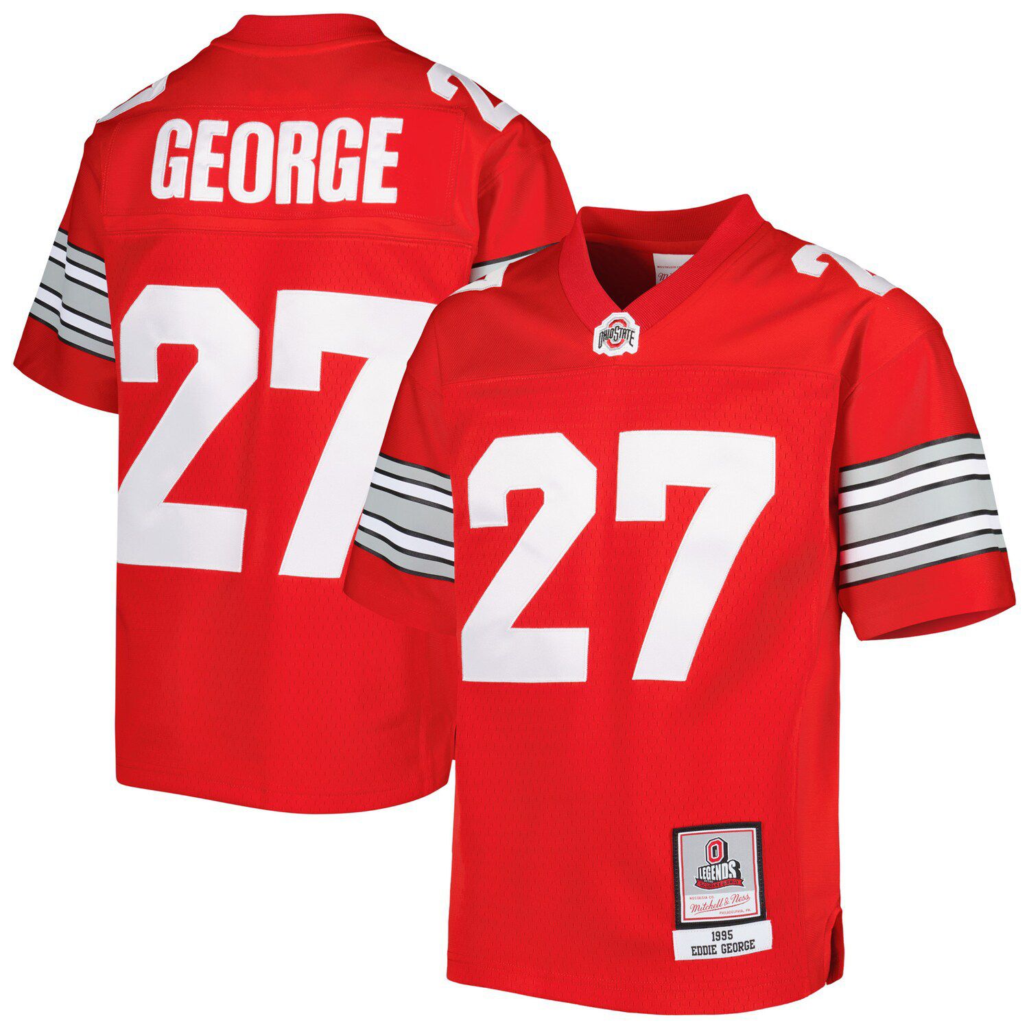 Men's Mitchell & Ness Eddie George White Ohio State Buckeyes Authentic  Jersey