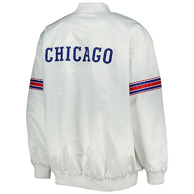 Men's Starter White Chicago Cubss Power Forward Satin Full-Snap Varsity Jacket