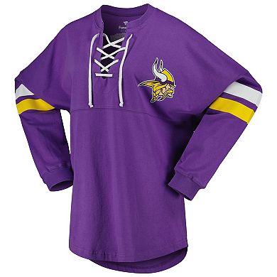 Women's Fanatics Branded Purple Minnesota Vikings Spirit Jersey Lace-Up  V-Neck Long Sleeve T-Shirt