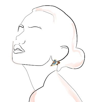 LC Lauren Conrad Gold Tone Enameled Bird Branch Stud Earrings