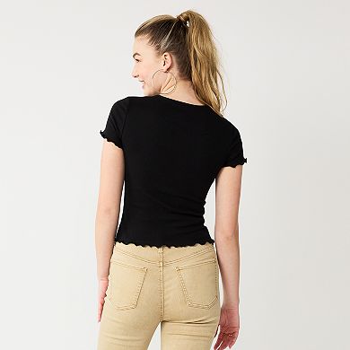 Juniors' SO® Ribbed Baby Tee