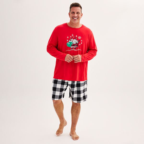 Big Tall Jammies For Your Families Doodle Santa Long Sleeve