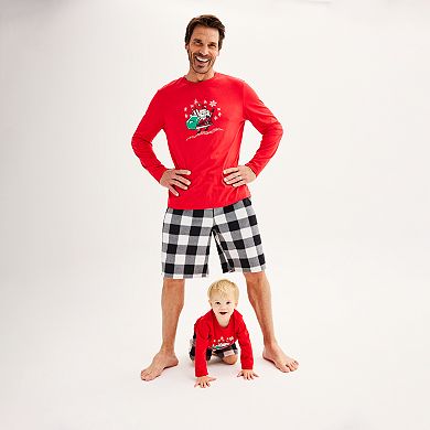 Big & Tall Jammies For Your Families® Doodle Santa Long Sleeve & Shorts Pajama Set
