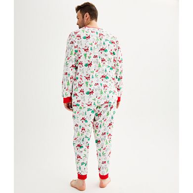 Big & Tall Jammies For Your Families® Doodle Santa Cozy Microfleece Top & Bottom Pajama Set