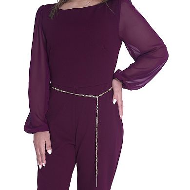 Petite Connected Apparel Chiffon Sleeve Jumpsuit