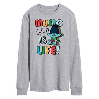 Men's Trolls Music Is Life Long Sleeve Tee