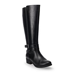 Ladies black leather knee high boots size clearance 8