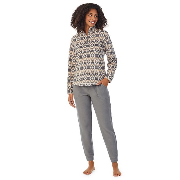 Women's Cuddl Duds® Fleece Mockneck Zip Pajama Top & Pajama Joggers Set