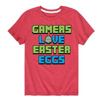 Boys 8-20 Gamers Love Easter Eggs Graphic Tee