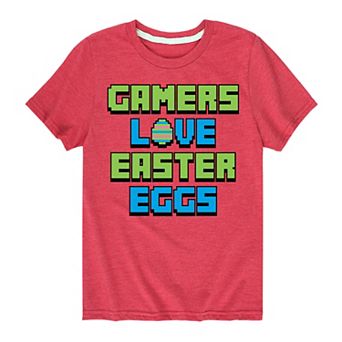 Boys 8-20 Gamers Love Easter Eggs Graphic Tee