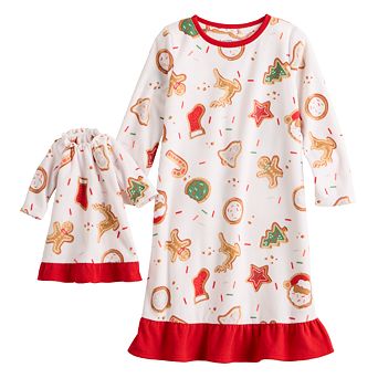 Girls 4-16 Jammies For Your Families® Sweet Holiday Wishes Nightgown & Doll Gown Set