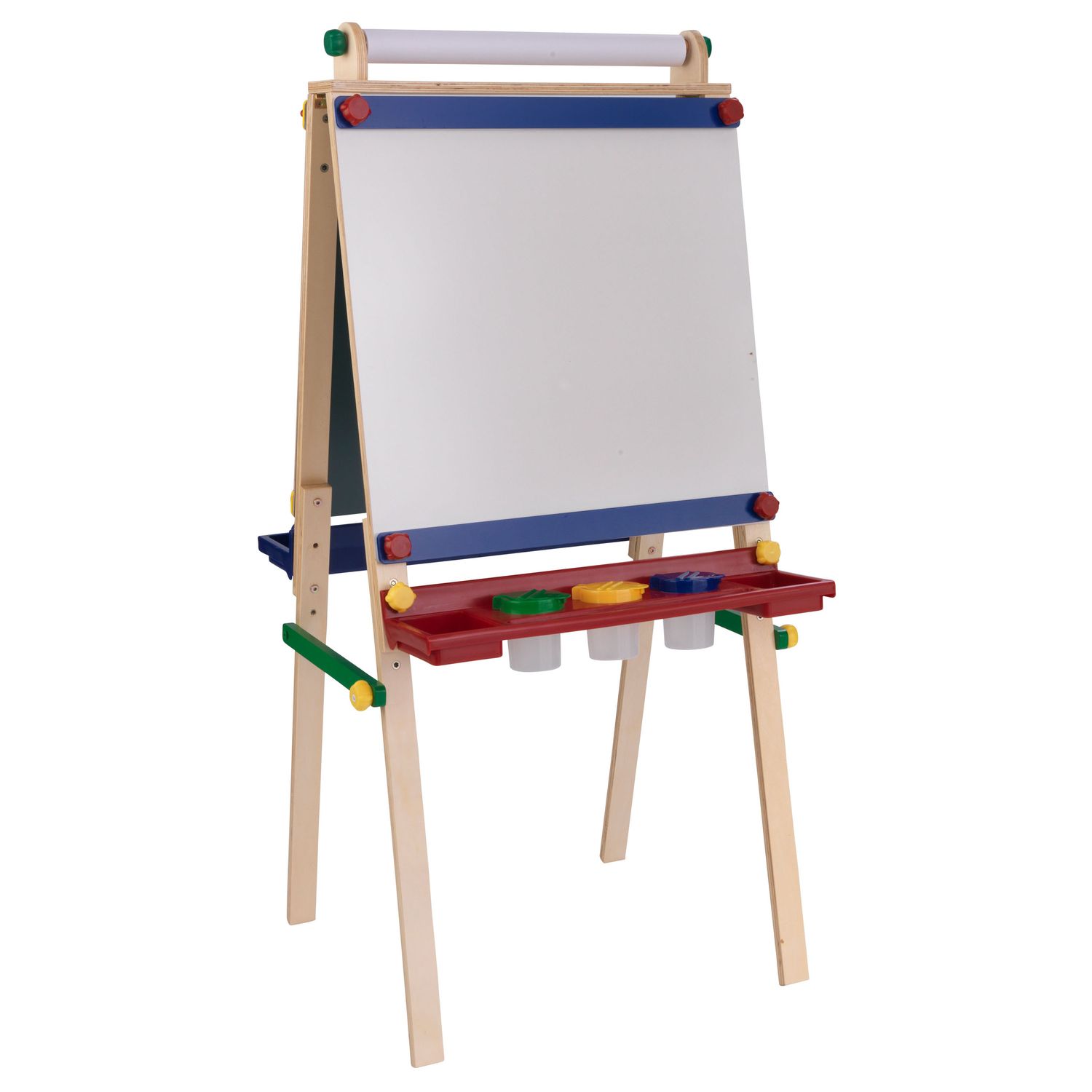 Kids Art Easel with Paper Roll Double-Sided Regulable Drawing Easel Plank