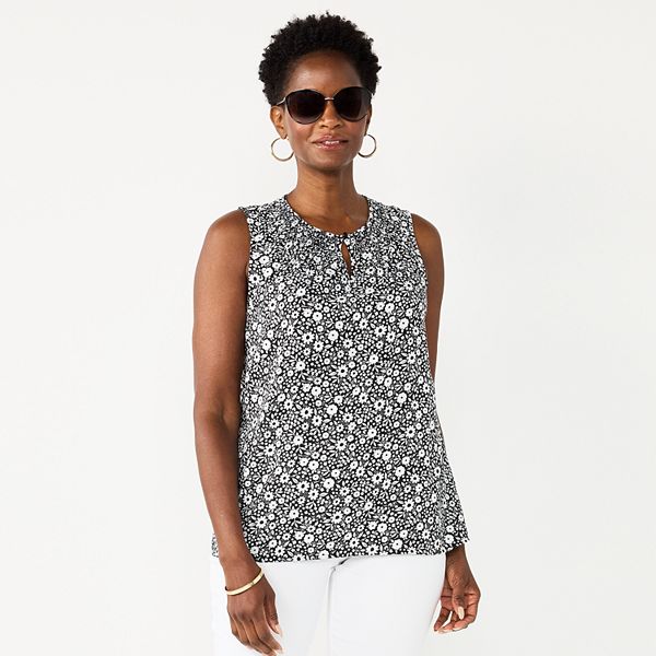 Women's Croft & Barrow® Smocked Sleeveless Shell Top