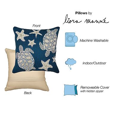 Liora Manne Marina Turtle And Stars Indoor/Outdoor Pillow