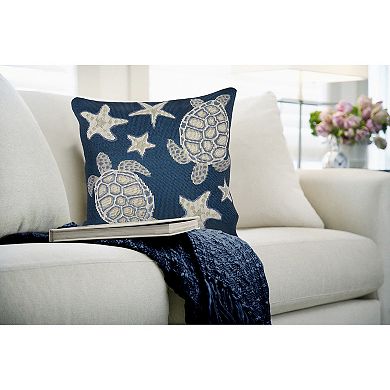 Liora Manne Marina Turtle And Stars Indoor/Outdoor Pillow