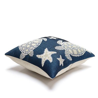 Liora Manne Marina Turtle And Stars Indoor/Outdoor Pillow