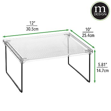 mDesign Metal Kitchen Cabinet Stack Storage Organizer, 4 Pack, Clear/Matte Black