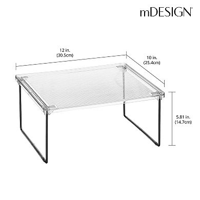 mDesign Metal Kitchen Cabinet Stack Storage Organizer, 4 Pack, Clear/Matte Black